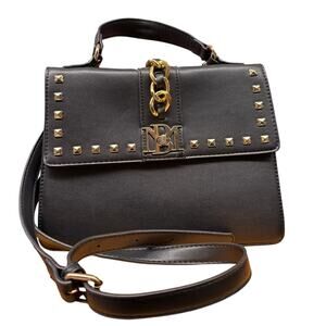 Badgley Mischka Black Studded Leather Crossbody Purse